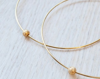 Gold Hoops, Gold Hoop Earrings, Stardust Earrings, Gold Sparkle Ball Earrings, Gold Stardust Hoops