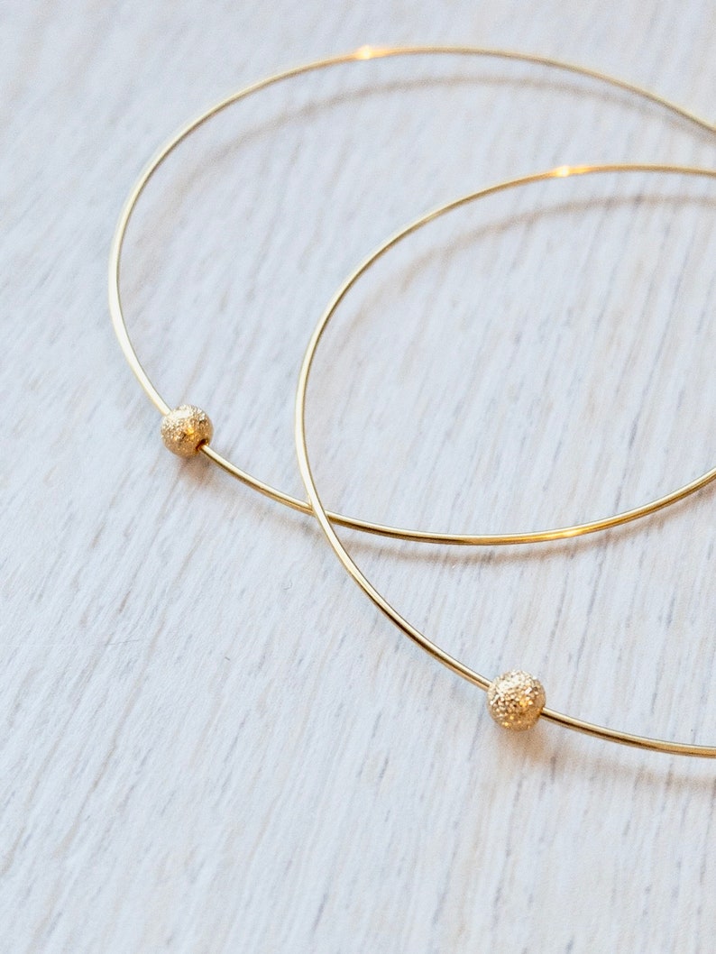 Gold Hoops, Gold Hoop Earrings, Stardust Earrings, Gold Sparkle Ball Earrings, Gold Stardust Hoops image 1