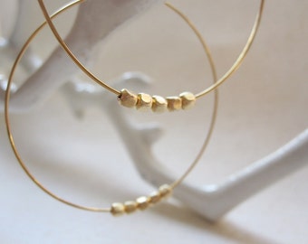 BACK IN STOCK! Bestselling Gold Hoop Earrings, 5 Gold Plated Beads, Hoop Earrings, Also in Silver, Gold Hoops