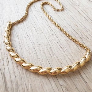 Vintage Gold Tone Braided Necklace Chunky Statement image 2