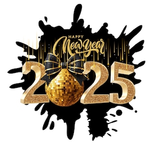 Glamorous New Year 2025 Clip Art