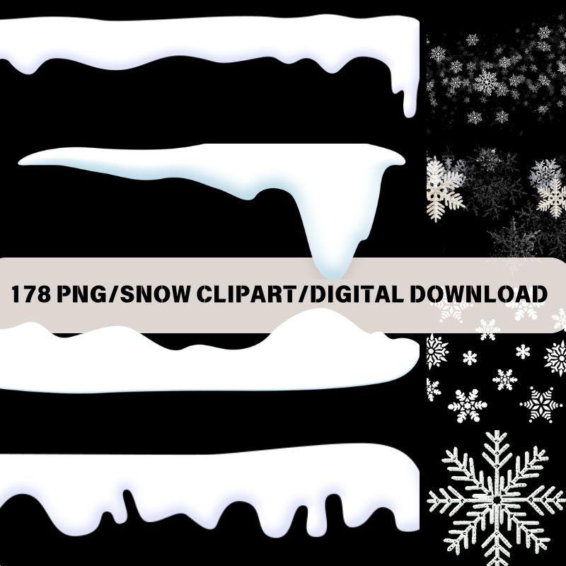 Snow Fall Cut 178 PNG Christmas Snow Clipart Snow Caps Set Snow on the Roof Wall ...