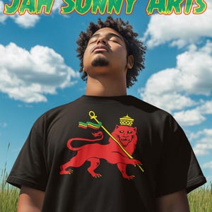Rasta - Tshirt - Lion of Judah - Jah Sunny Arts Design