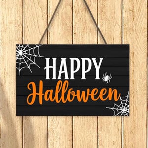 Happy Halloween Wooden Sign, Spooky Front Porch Decor