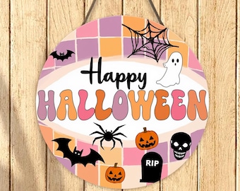Happy Halloween Door Hanger, Spooky Ghost Decor