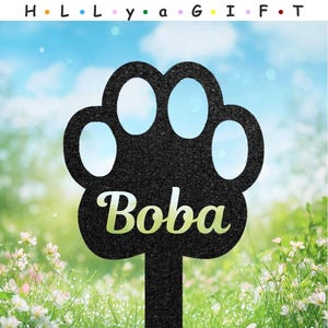 Personalized Dog Memorial Paw Stake, Metal Garden Grave Marker