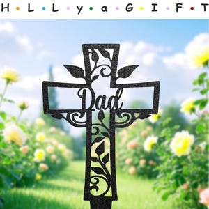 Custom Cross Plaque, Personalized Memorial Cross Stake, Mom/Dad Grave Marker, Sympathy Gift for Loss of Loved One, Outdoor Garden Decor