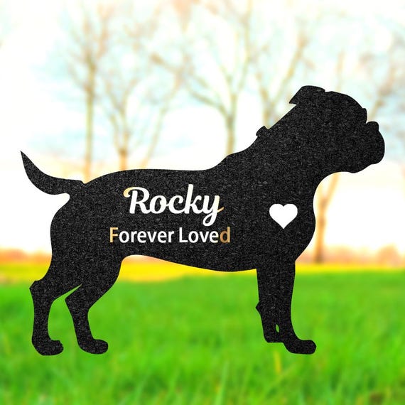 Custom American Bulldog Memorial Plaque, Personalized Grave Marker