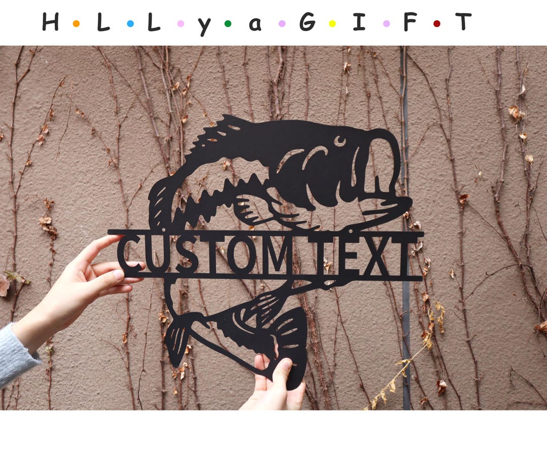 Personalized Fishing Sign, Custom Metal Name Plaque, Fisherman Sign ...