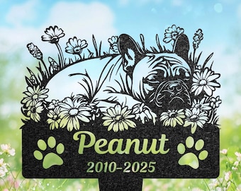 Custom French Bulldog Memorial Stake, Floral Dog Garden Marker
