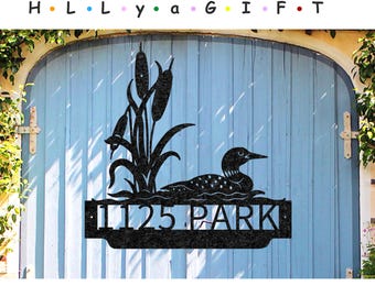 Personalized Duck Address Sign, Cabin Decor, Outdoor Porch Plaque