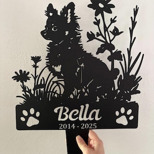 Personalisierte Chihuahua Gedenkpfahl, benutzerdefinierte Hund Grabmarker, Outdoor Haustier Tribut, Metall Gartenkunst, Chihuahua Liebhaber Geschenk, Haustier Verlust Geschenk Bild 3