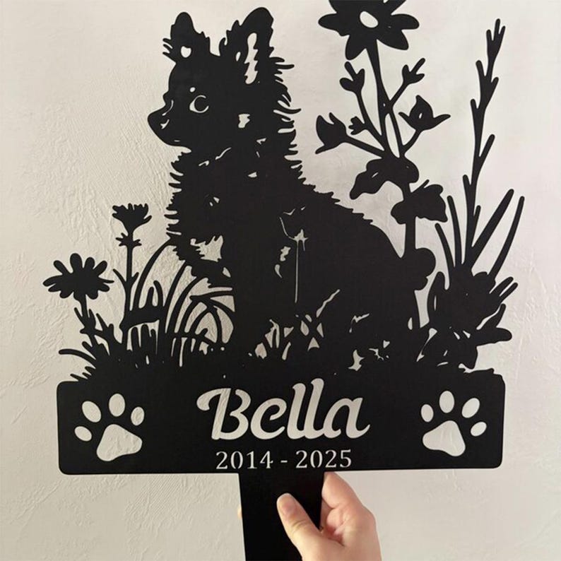Personalisierte Chihuahua Gedenkpfahl, benutzerdefinierte Hund Grabmarker, Outdoor Haustier Tribut, Metall Gartenkunst, Chihuahua Liebhaber Geschenk, Haustier Verlust Geschenk Bild 3