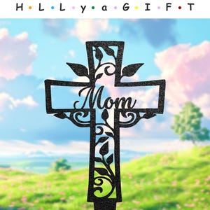 Custom Memorial Plaque, Personalized Memorial Cross Stake, Mom/Dad Grave Marker, Sympathy Gift for Loss of Loved One, Outdoor Garden Decor