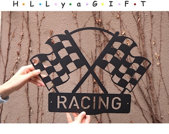 Custom Checkered Flagge, personalisiertes Racing Metallschild