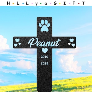 Personalized Cross Memorial Metal Stake, Custom Pet Grave Marker, Metal Garden Memorial, Remembrance Sign, Cemetery Decorations, Pet Tribute