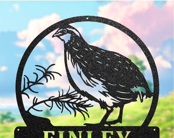 Personalized Quail Bird Wall Art, Custom Quail Sign, Bird Lover Gift, Metal Grave Marker, Garden Decor, Porch Sign, Address Sign, Home Decor
