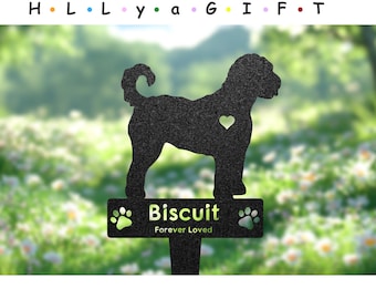 Custom Goldendoodle Memorial Garden Stake, Personalized Pet Loss Gift