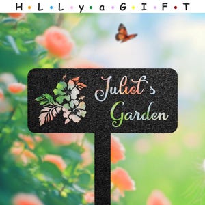 Custom Garden Name Sign with Stake, Personalized Flower Yard Art, Metal Garden Sign, Porch Decor, Lawn Sign, Gardening Gift, Home Gift