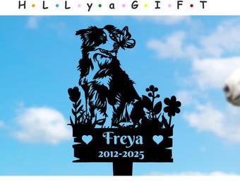 Monumento personalizado para Border Collie, lápida para perro a medida, arte de jardín en metal