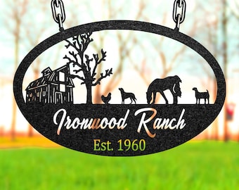 Personalized Farm Metal Sign, Custom Ranch Decor, Rustic Farmhouse Wall Art