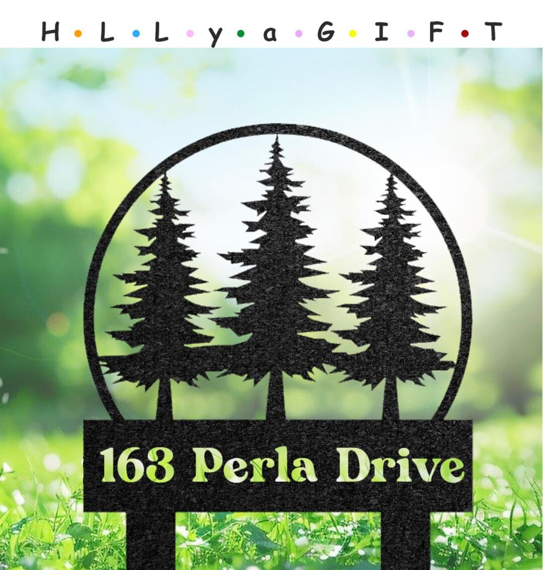 Address Me Tree Personalized Pine Tree Address Sign, Metal Lawn Decor - Etsy