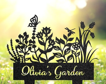 Letrero metálico personalizado para jardín con estaca, decoración exterior a medida