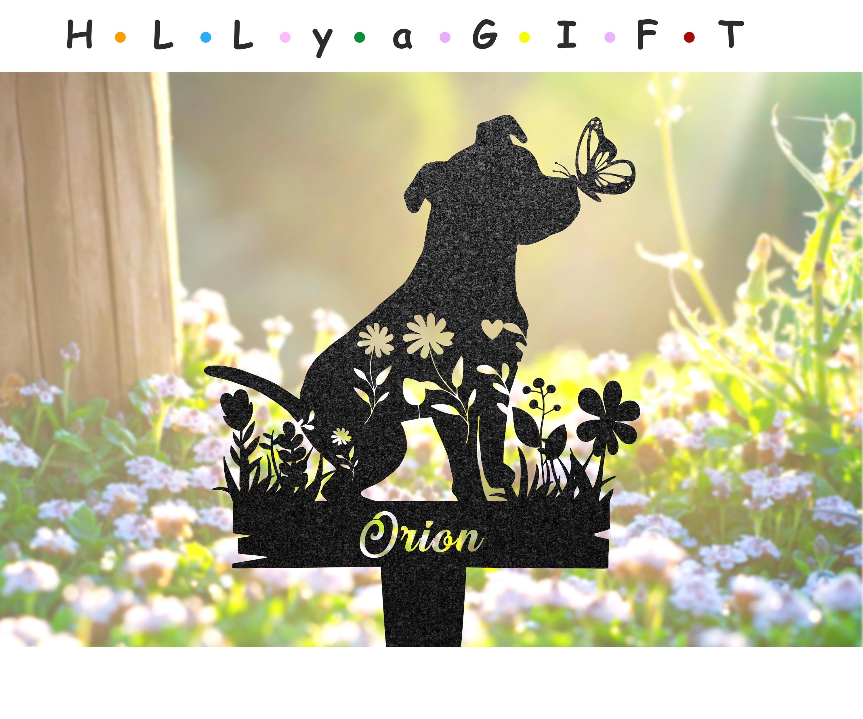 Personalized Pit Bull Memorial Stake, Custom Dog Grave Marker