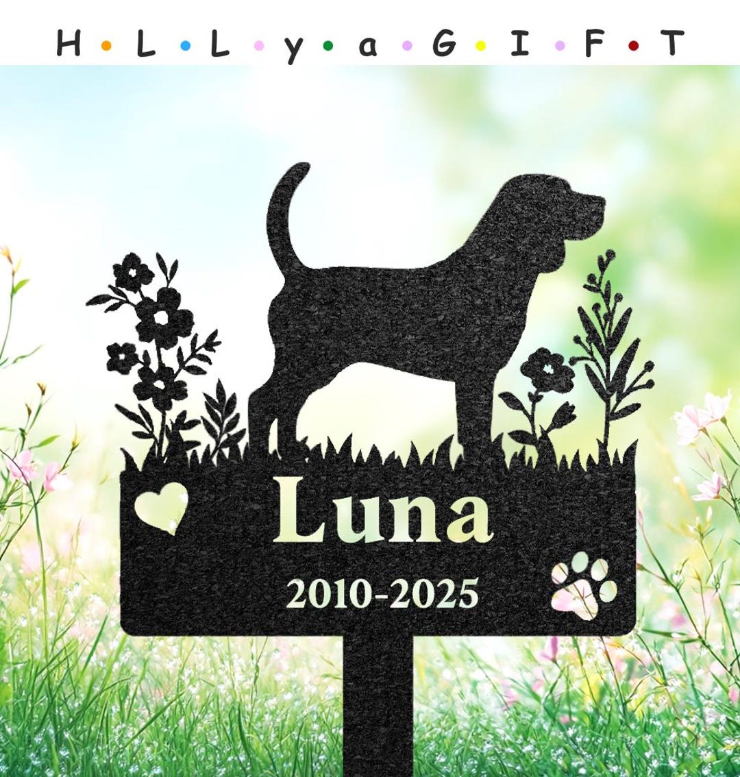 Personalized Beagle Memorial Sign, Custom Pet Grave Marker, Outdoor ...