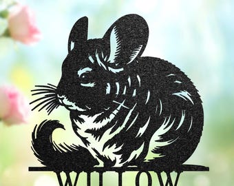 Custom Chinchilla Metal Sign, Personalized Chinchilla Hanging Wall Art, Address Sign, Kid Nursery Decor, Chinchilla Lover Gift, Home Gift