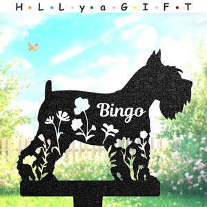 Custom Mini Schnauzer Memorial Stake, Metal Pet Grave Marker, Dog Garden Art