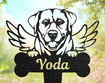 Custom Labrador Memorial, Personalized Pet Grave Marker, Metal Garden Decor