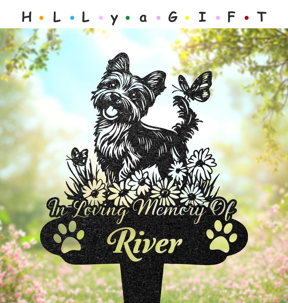 Personalized Yorkshire Terrier Grave Marker, Yorkie Memorial Gift, Loss of Yorkie, Outdoor Pet Headstone, Dog Burial Stake, Garden Decor