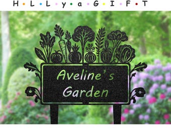 Personalized Vegetable Garden Metal Sign, Custom Yard Art