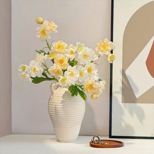 Artificial Jasmine Flower – 13&quot;  faux yellow and white jasmine silk stems for home decor, realistic jasmine flower for vase arrangements
