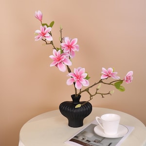 Personalized Artificial Magnolia Flower–15.74 Inch Simulated Magnolia Stem for Minimalist Decor, Elegant Faux Bloom for Vases, Home Styling