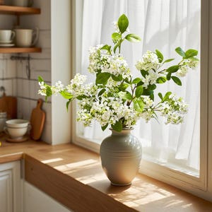 75 cm künstlicher weißer Thymianstamm - künstlicher grüner Zweig für rustikale und minimalistische Wohnkultur, Hochzeitsblumenarrangements, Tischdekoration