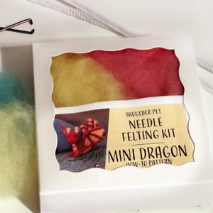 Mini Shoulder Dragon DIY Kit! Needle Felting with acrylic, you choose the colors!