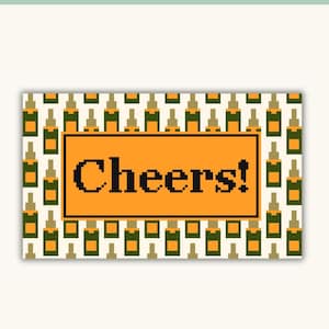 乾杯! ラージ | デジタル ニードルポイント パターン | 13 メッシュ キャンバス チャート | 装飾枕 | チャート PDF | 装飾品 | バー カート | Veuve