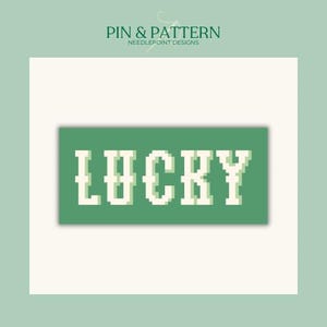 Op de afbeelding: Een groene rechthoek met het woord "LUCKY" in witte letters.