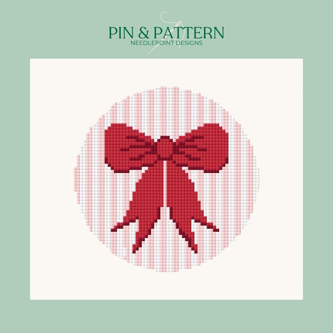 Ribbons & Bows on Stripes Needlepoint Pattern| 18 Mesh Canvas Chart ...