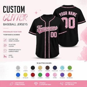 Custom Glitter Baseball Jersey  Personalized Stitched Sequins Baseball jerseys, Team Uniform Cheer Jerseys Gifts for Men Women Kids Fan
