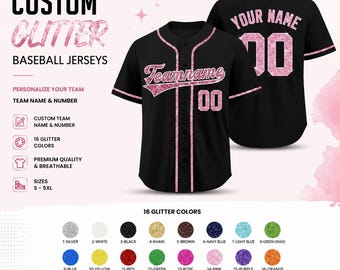 Custom Glitter Baseball Jersey  Personalized Stitched Sequins Baseball jerseys, Team Uniform Cheer Jerseys Gifts for Men Women Kids Fan