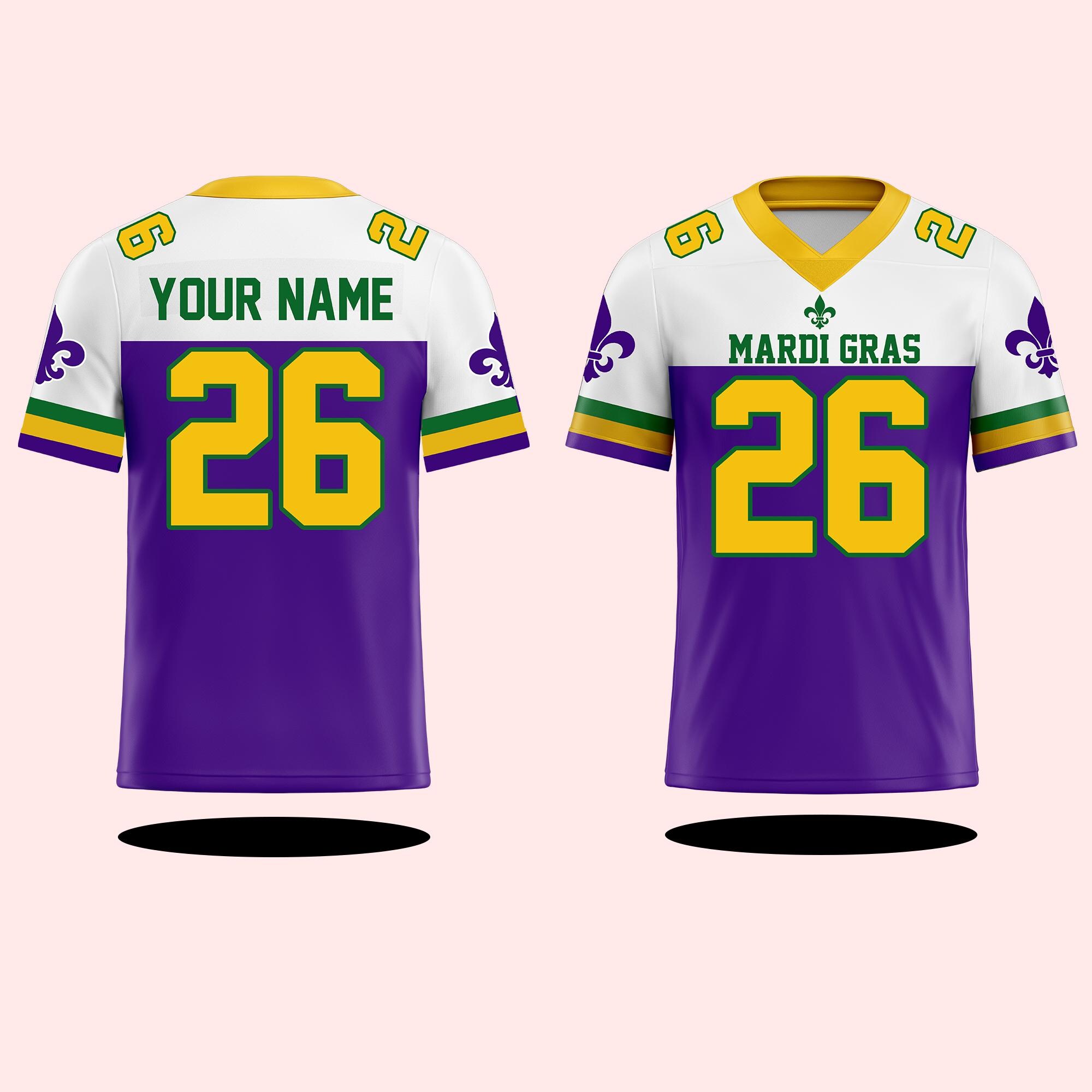 Custom Mardi Gras Football Jersey, Personalized Fat Tuesday