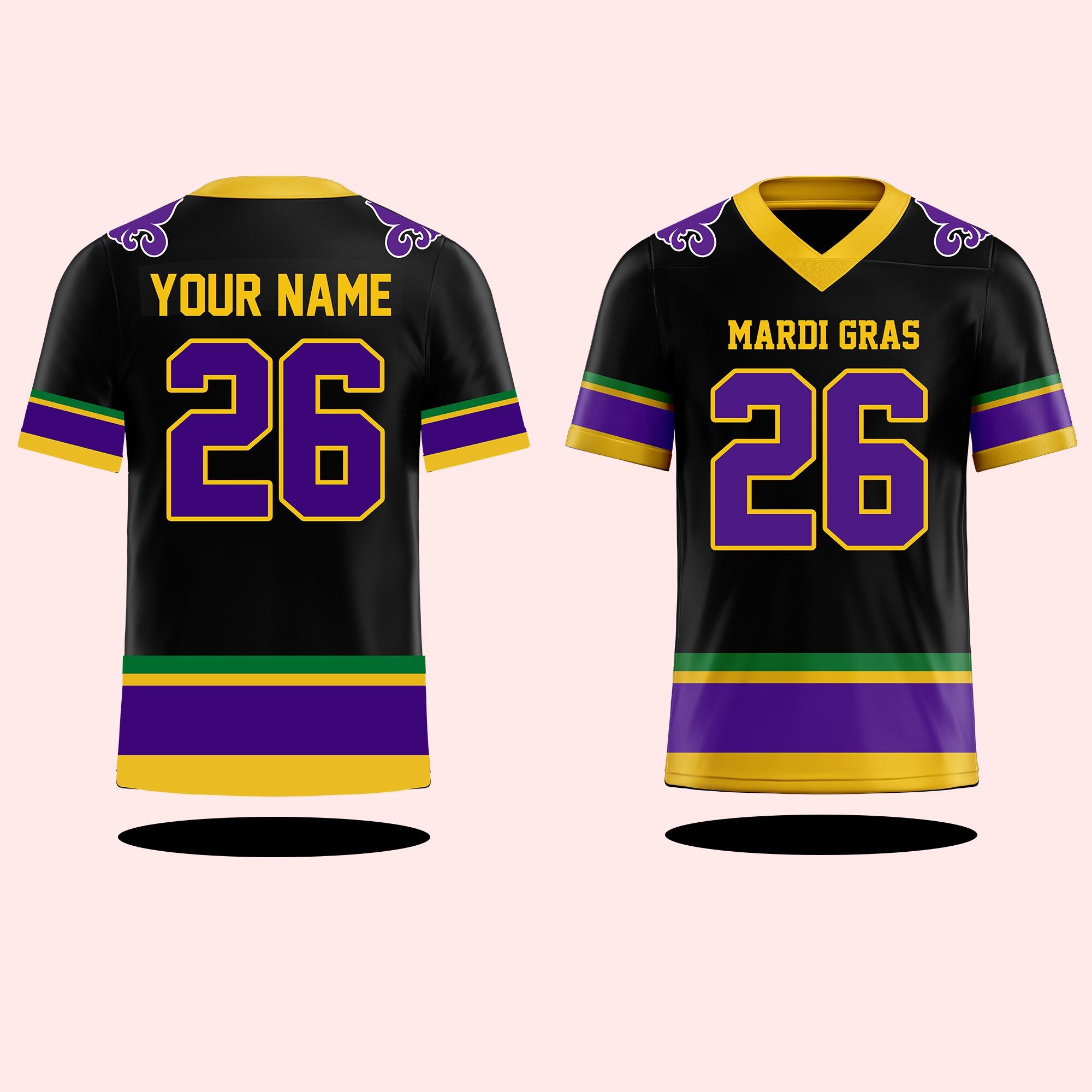 Custom Mardi Gras Football Jersey, Personalized Fat Tuesday
