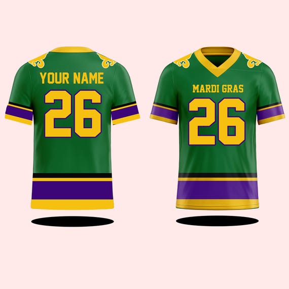 Custom Mardi Gras Football Jersey, Personalized Fat Tuesday