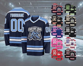 Custom Hockey Jersey Printed Stitched Personalized Name Number Logo Sports Hockey Long Sleeve for Men Women Kids Toddler Fan