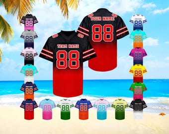 Custom Football Jersey, Personalized Bling Gradient Football shirt,  Glitter Sequins  jersey Gifts for Men Women Youth Fans