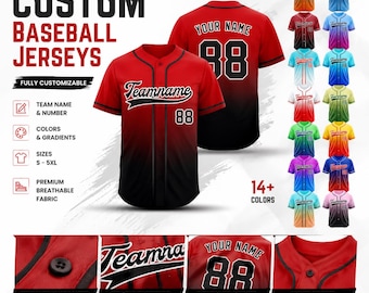 Custom Gradient Baseball Jersey Personalized Stitched baseball Jerseys Couple jerseys, rookie jersey Gifts for Men Women Kids Toddler Fan