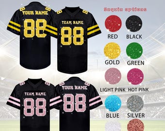 Custom Bling Football Jersey,  Custom Glitter jerseys,  Personalized Embroidery Name Number Logo, Sequins Cheerleading  Jersey senior mom